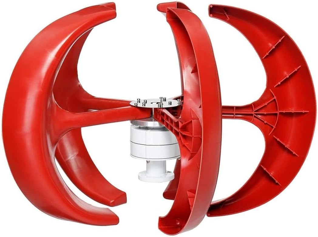 LiuSj JUnSt 12000W 12V 24V 48V Vertical Red Wind Turbines Generator Kit, 5 Blades with Controller Lantern Wind Turbines Generator Low Noise for Home Camping