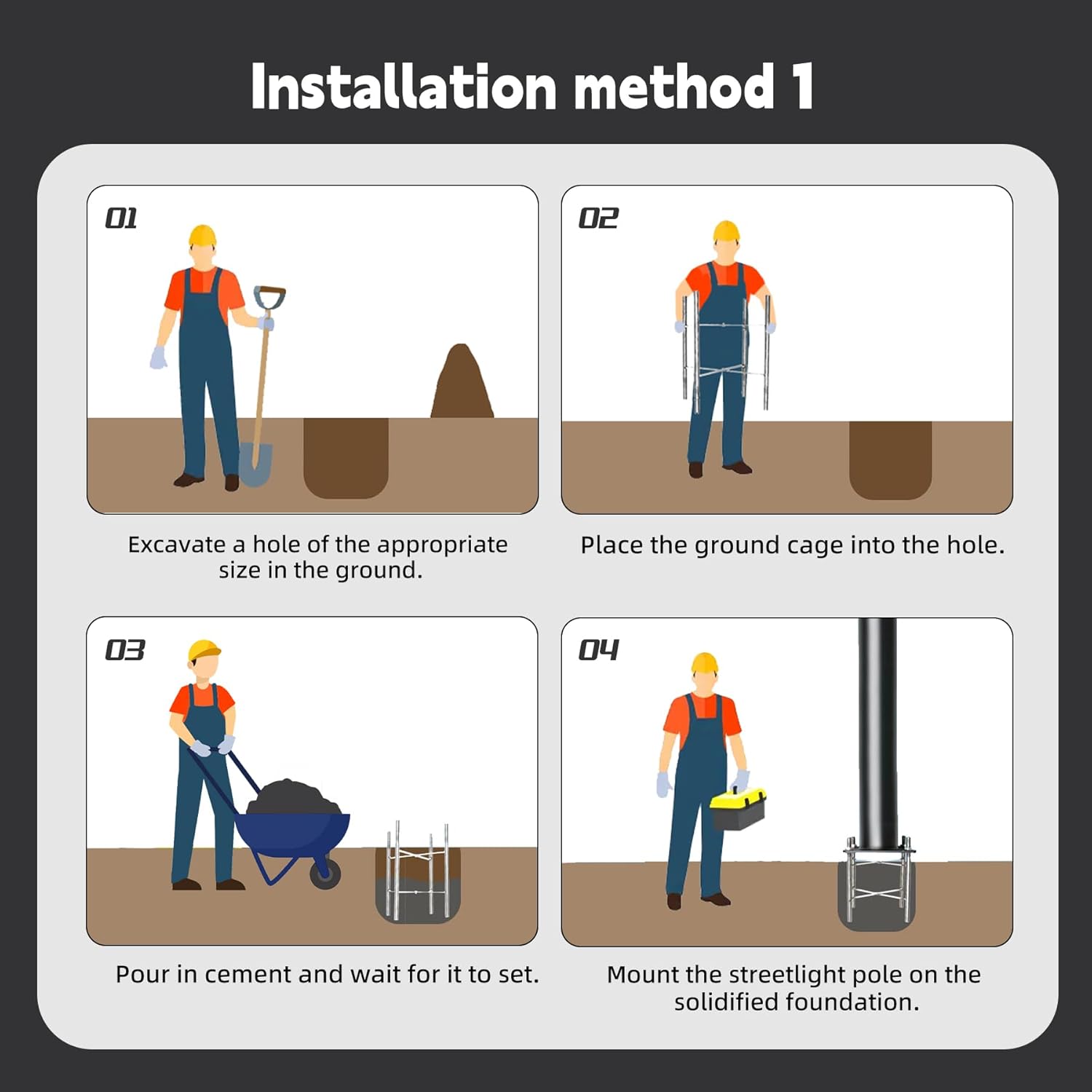 Street Light Pole 20Ft, Street Light Poles for Outdoor Lighting,Solar Pole Accessory for Street, Suitable for Farm, courtyards, Parks, and Roads (114+76)