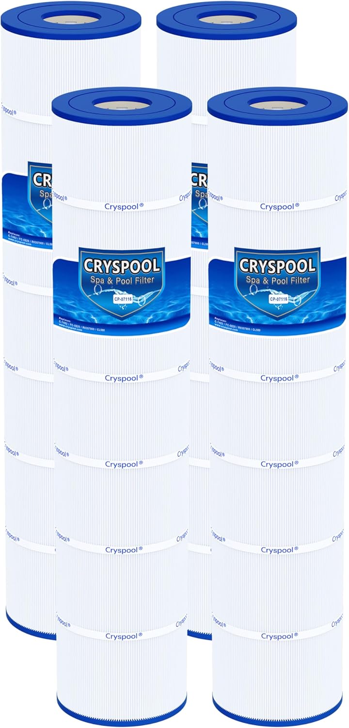 Cryspool® 07116 Filter Compatible with Jandy CL580, CV580, A0104100, R0357900, PJAN-145, C-7482, FC-0820, 145 Sq. Ft Pool Filter Cartridge, 4 Pack