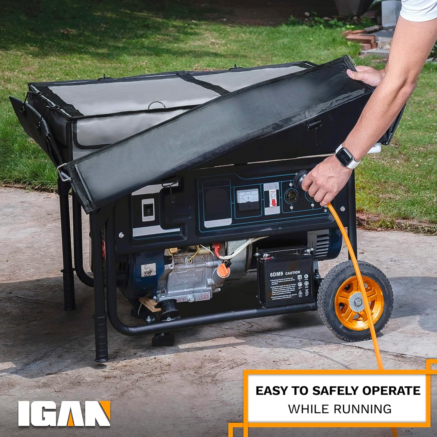 IGAN Generator Covers While Running for most 3500w-12000w Generators - Ultra Heavy Duty Generator Covers for Outside - Portable Waterproof Generator Cover, Generator Enclosure Outdoor Gray