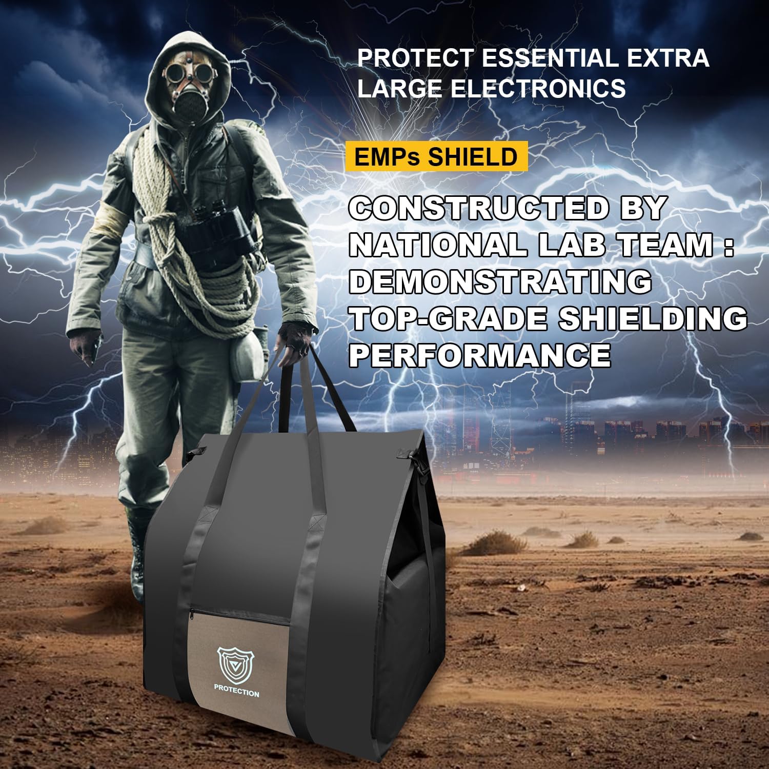 Faraday Bag for Generators & Extra-Large Electronics, Military-Grade RF Shielding Case Designed for EMP, CMEs Solar Flare Protection, XL Capacity