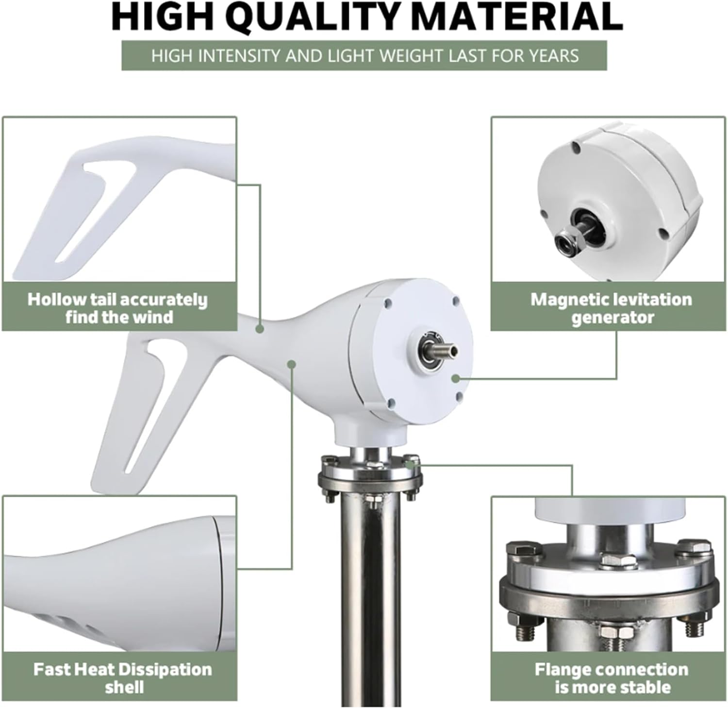 Efficient Wind Turbine Generator Kit - 12V/24V/48V W/8 Blade Outdoor Windmill Power Generator Kit W/Charge Controller for Solar Power Generation System (8000W)