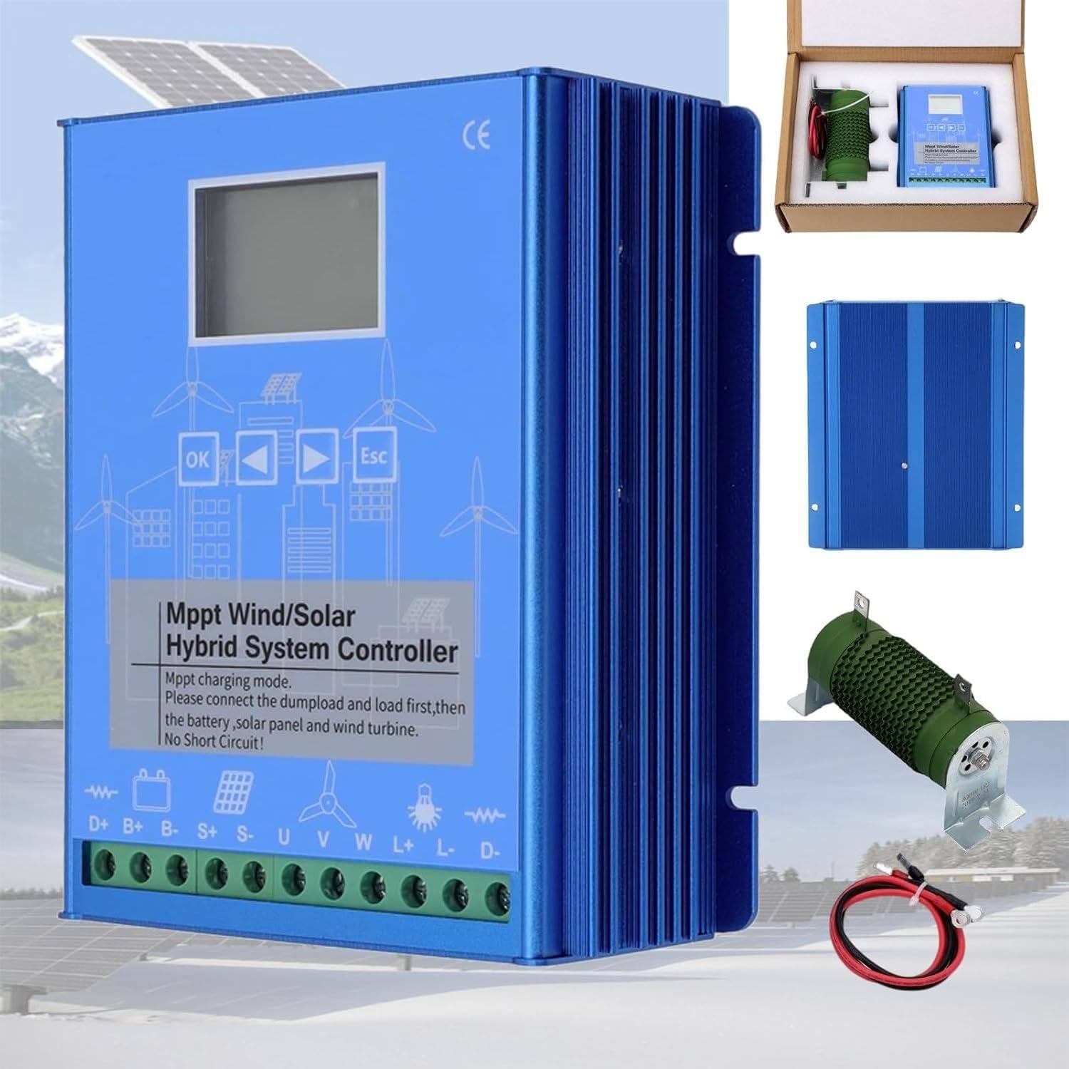 6000W-14000W Wind Solar Hybrid Charge Controller with Dump Load for max 14000W Wind Turbine Generator 14000W Solar Panel 12V 24V Battery Auto MPPT Charge Boost,10000W-14000W-48V