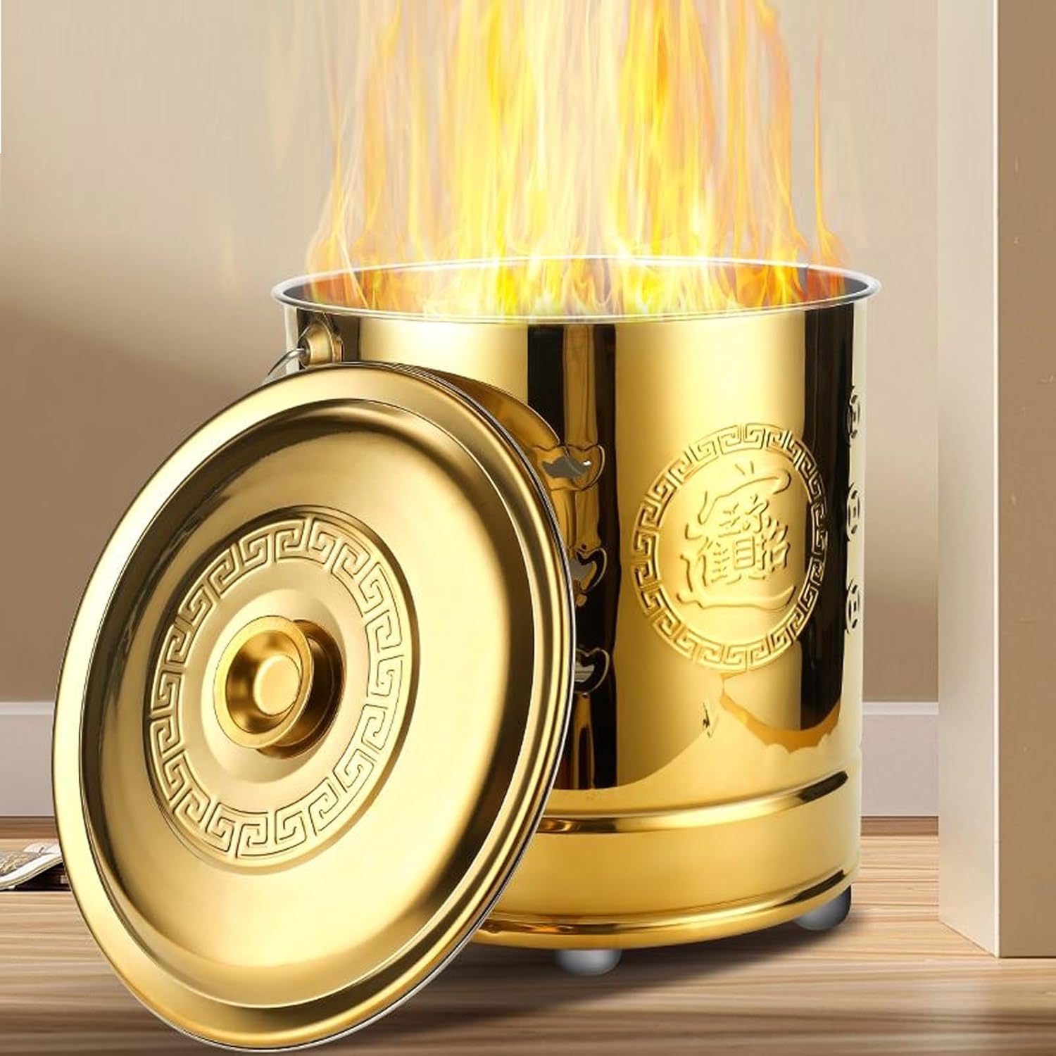 Burn Barrel for Outside, Metal Garden Incinerator, Portable Fire Pit, for Outside Burning Trash, Balcony, Wood, Bonfire Camping, Deck(Red,48cm/19in)