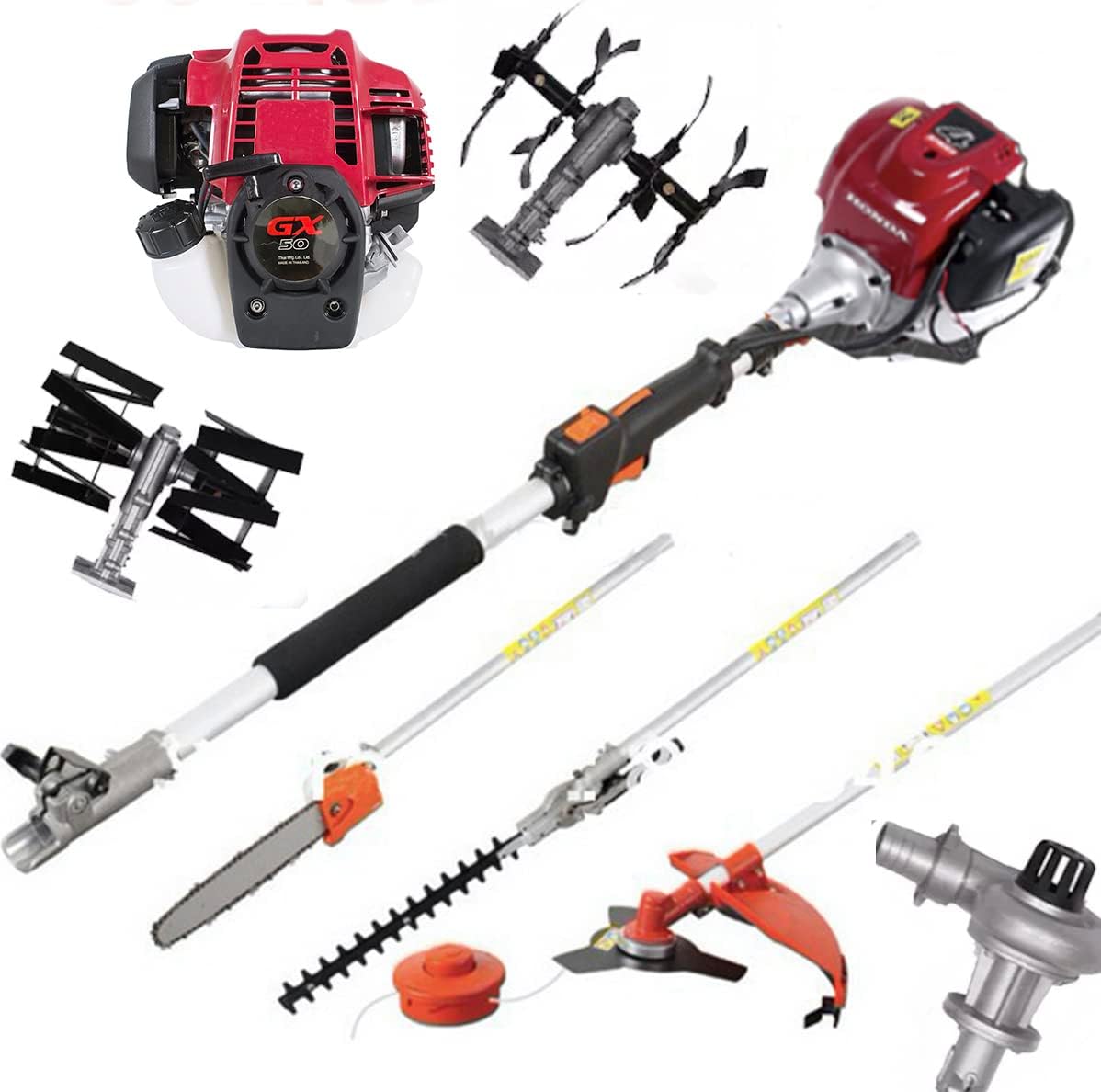 GX50 stimmer weedeater 4 Strokes 7 in 1 Motor Chainsaw Mower Cultivator Water Pump (GX50 Set with Water Pump)
