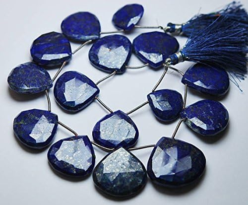 10 Beads,Large Size,Natural Lapis Lazuli Faceted Heart Briolettes,Size 16-23mm approx