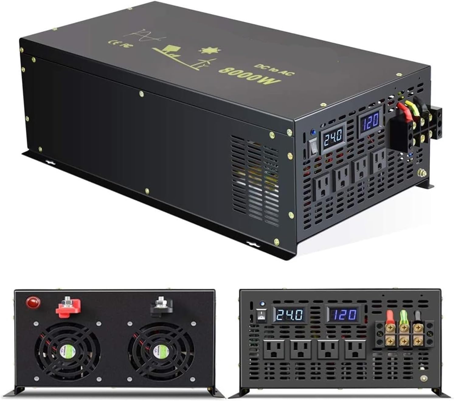 8000W Solar Power Inverter 24V to 220V Pure Sine Wave Inverter Generator 12V/48V/96V/110V DC to 120V/230V/240V AC Control(36V,110V)