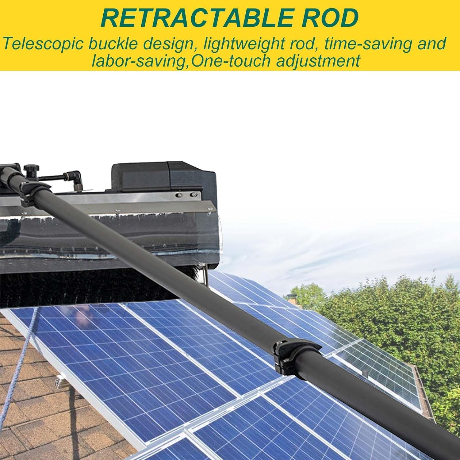 Handheld Solar Panel Cleaner,Electric Water Fed Rod Kit,Telescopic Buckle, 60Cm Drum Brush Head, for High-Altitude Cleaning,5.5m