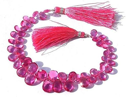 13 inch natural beads strand of 7x11-12x8mm faceted pear rubelite pink quartz gemstone briolletes beads for DIY jewelry - necklace, bracelet, earring, ring.