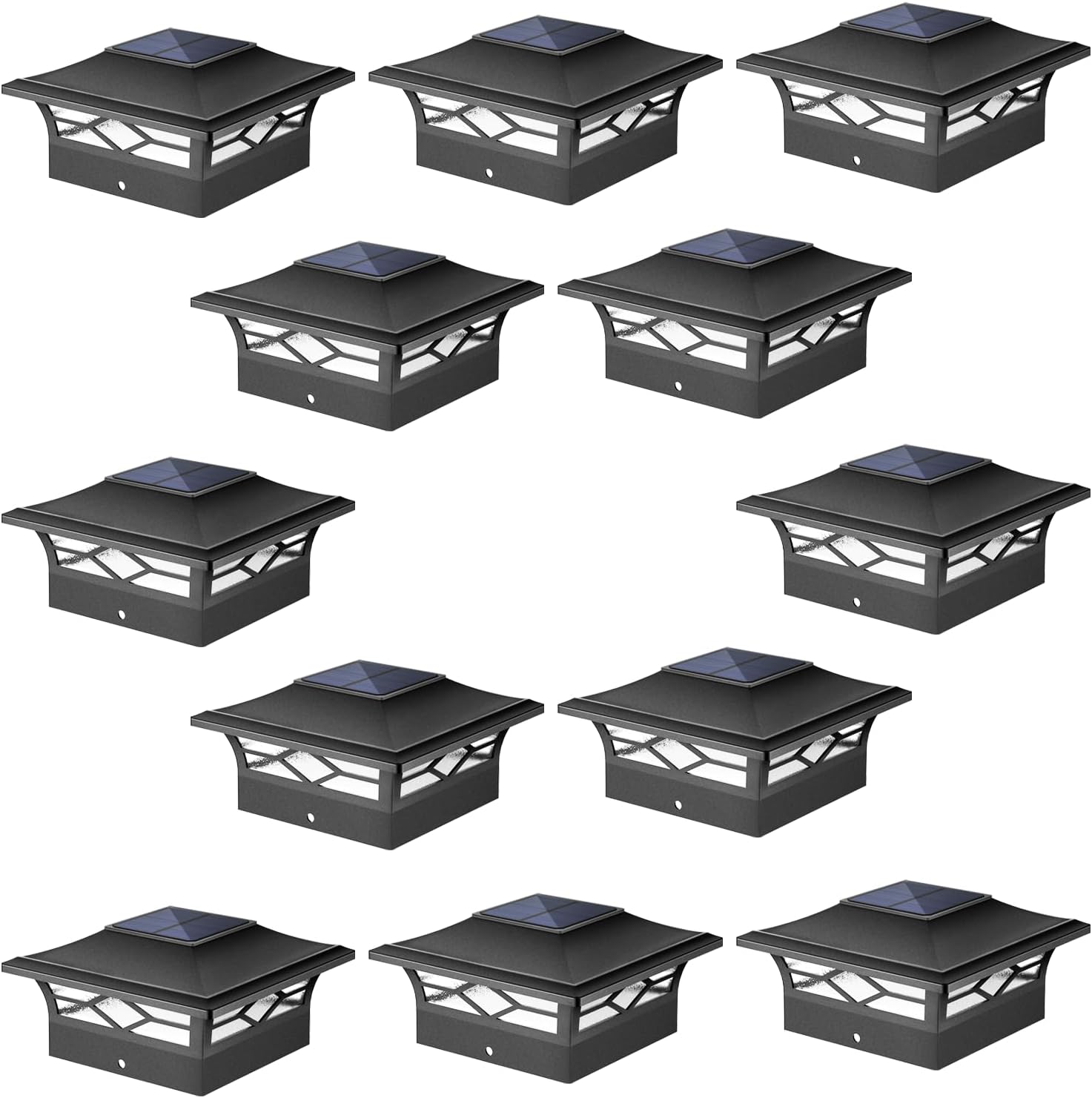 Solar Post Cap Lights Outdoor 12pack, Waterproof Solar Powered Deck Fence Post Lights for 4x4 Wood/Vinyl Posts, Solar Outdoor LED Light with Cool/Warm Lighting Decorate Garden Patio Porch…