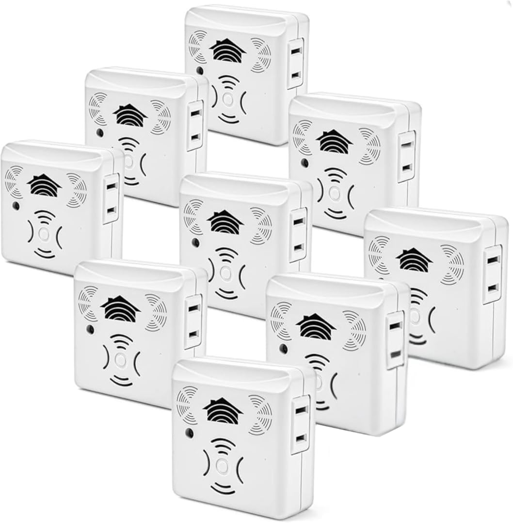 Riddex Sonic Plus Ultrasonic Pest Repeller, Plugs in with extra Outlets Indoor Use - Insect Repellent - Bug Repellents for Home Defense - Protect Against Rodents & Insects, Chemical Free(9 Pack White)