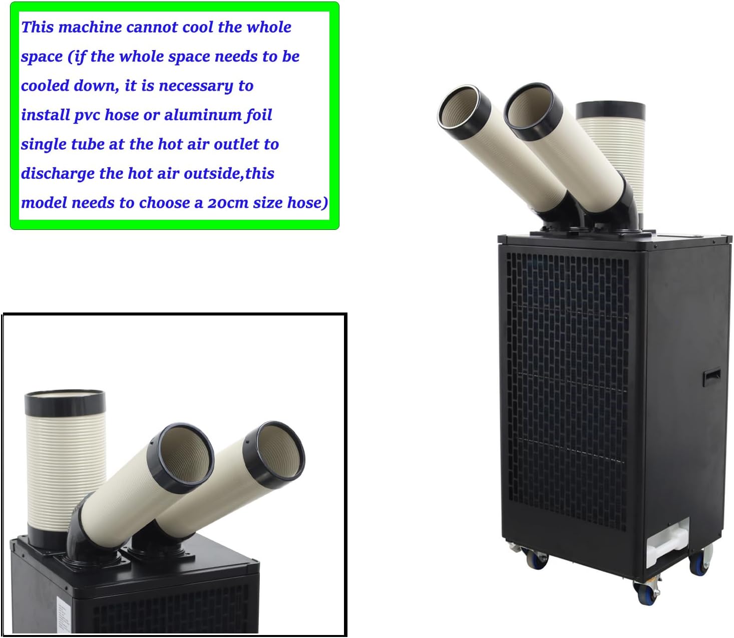 220V Industrial Air Conditioner 550m³/h Spot Cooler Commercial Portable Mobile Air Conditioner, 12000BTU/H 1100W