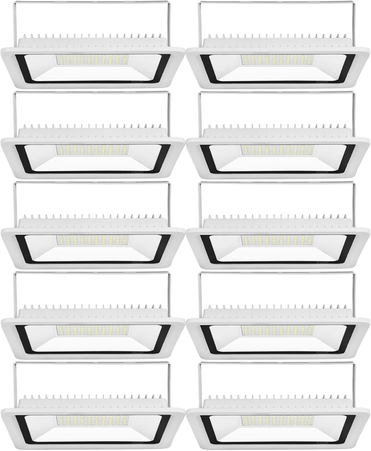 LED Floodlights 50W Outdoor Slim Security Lights IP66 Waterproof Outside Working Light 6000K Cool White Wall Lamp for Garden Garage Patio, 10 Pack