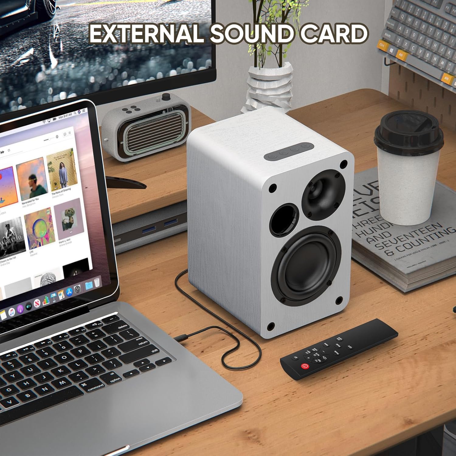 Saiyin Powered Bookshelf Speakers, 60W Record Player Speakers with 3.5 Inch Woofer, Bluetooth 5.0 Stereo Speakers with Optical/AUX/TV-ARC Connection for Gaming Monitor, Turntable, PC, TV