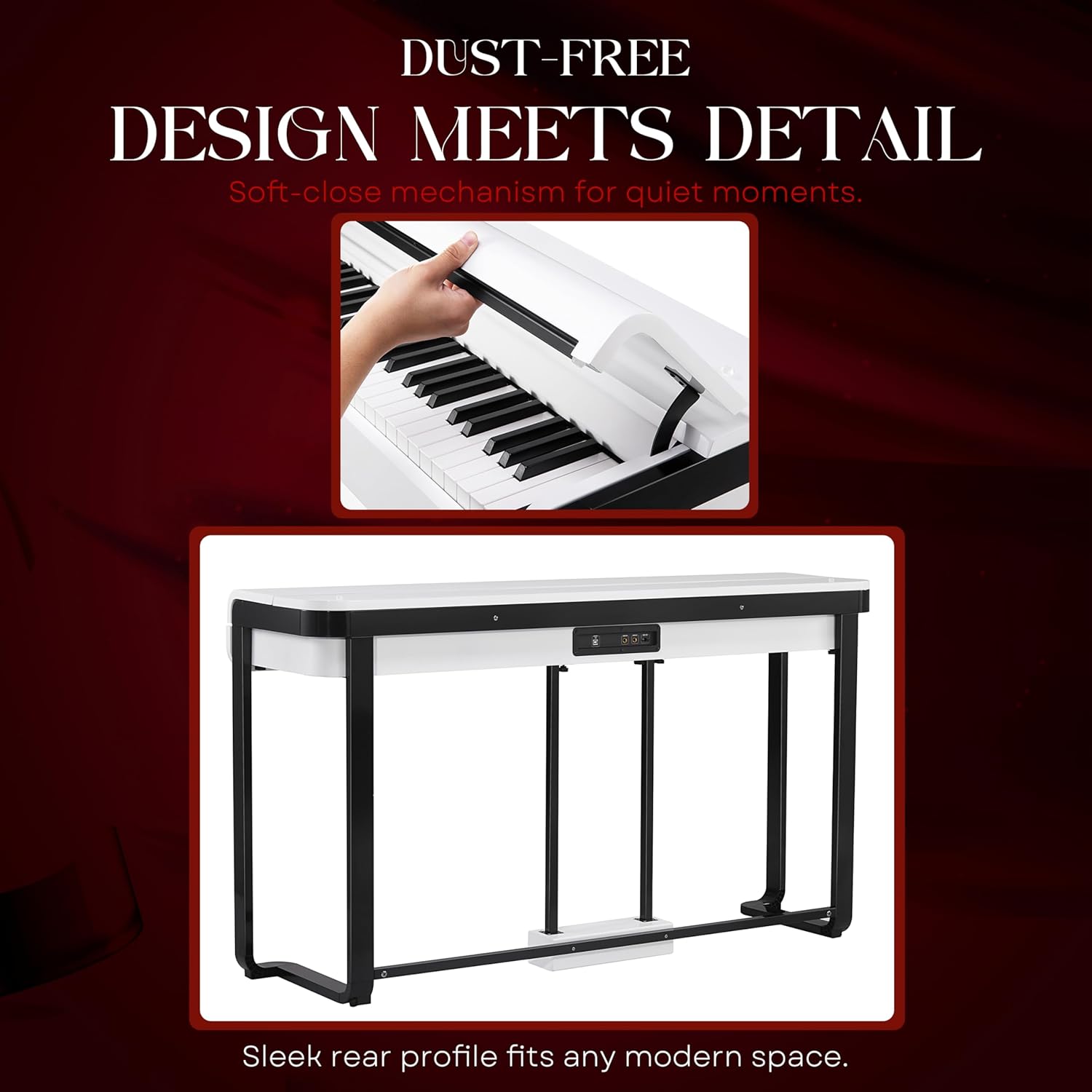 AKLOT Modern Weighted Keyboard Piano: 88-Key Graded Hammer Action Digital Piano with Classic Tones, 25W Speakers, Triple Pedal, Headphone, Beginner Lesson Book, High-Gloss Pearl White Finish(AUR-LS03)