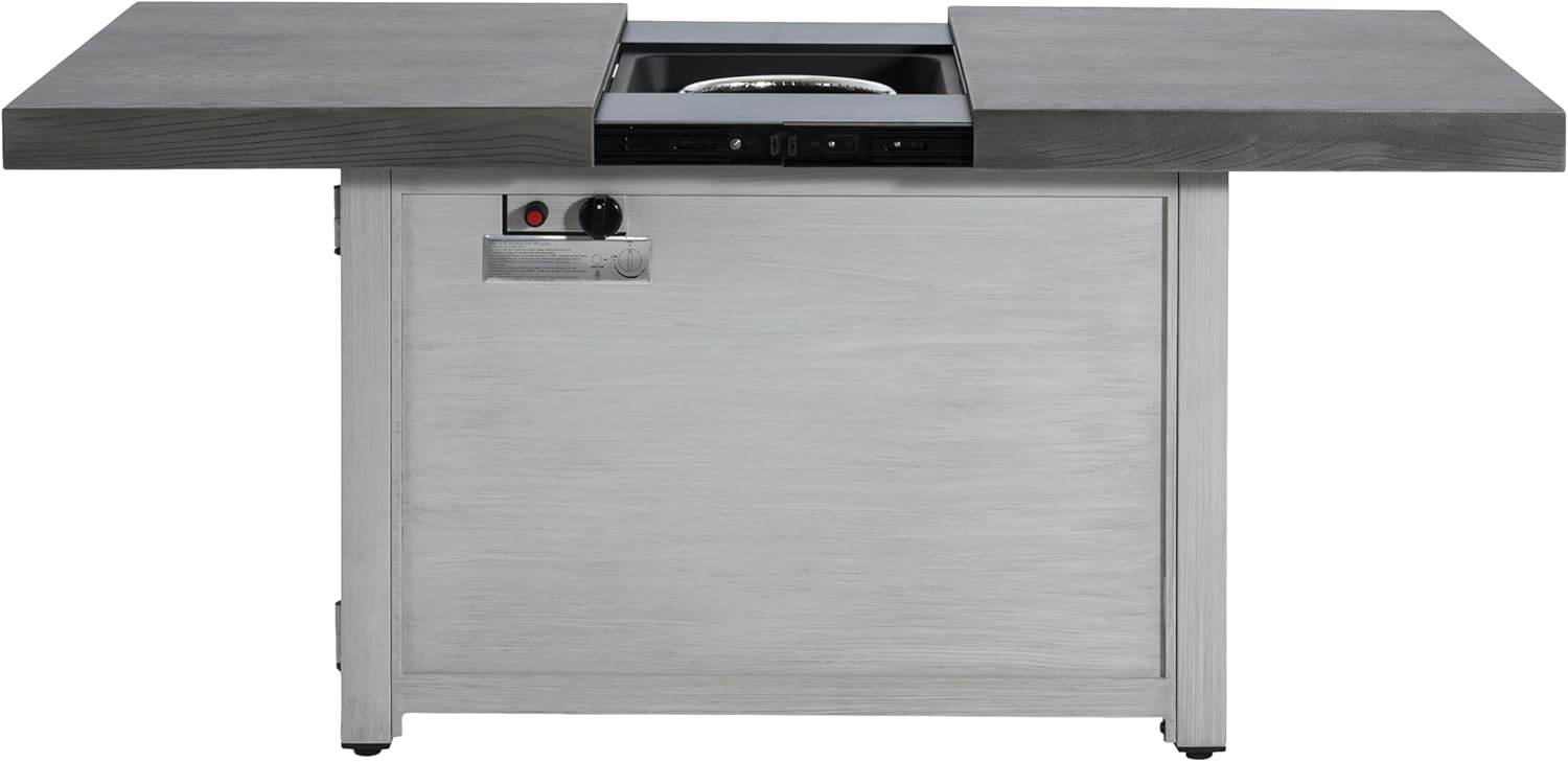 GOWE Extendable Rectangle Aluminum Alloy Fire Pit Table, 50,000BTU