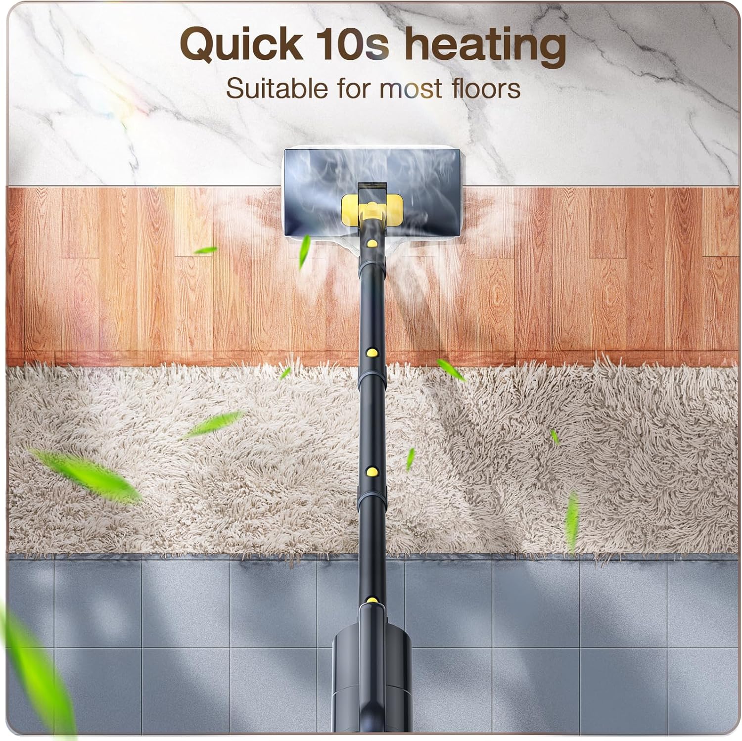 ScrubWiz Steam Mop with Detachable Handheld Steam Cleaner, 10-in-1 Multi Accessories, Quick 10s Heat, 350ml and 2-Level Steamer for Cleaning Floor, Carpet, BBQ Grill, Tile, and Grout, Gray