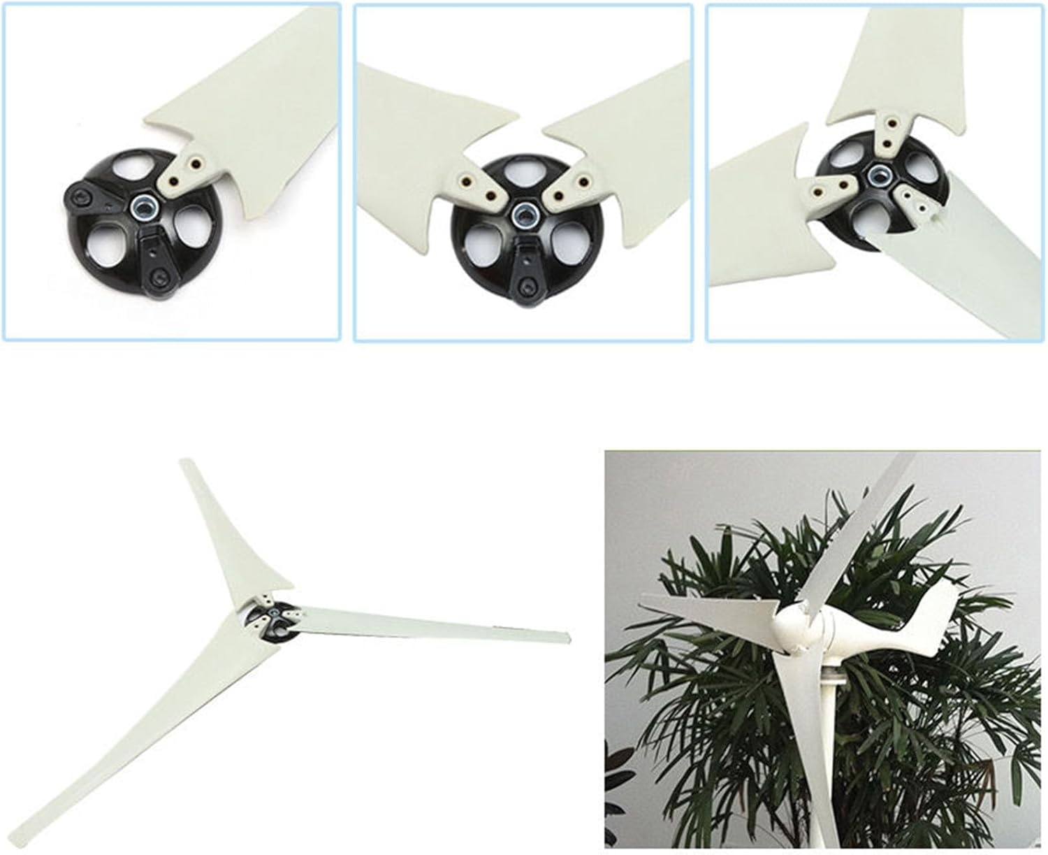 Wind Turbine Blades DIY Wind Turbine Accessories 100W~1000W Small Windmill Accessories Suitable for 3/5/6 Blade Horizontal Wind Turbine Power Generation (Color : 6 Leaves)