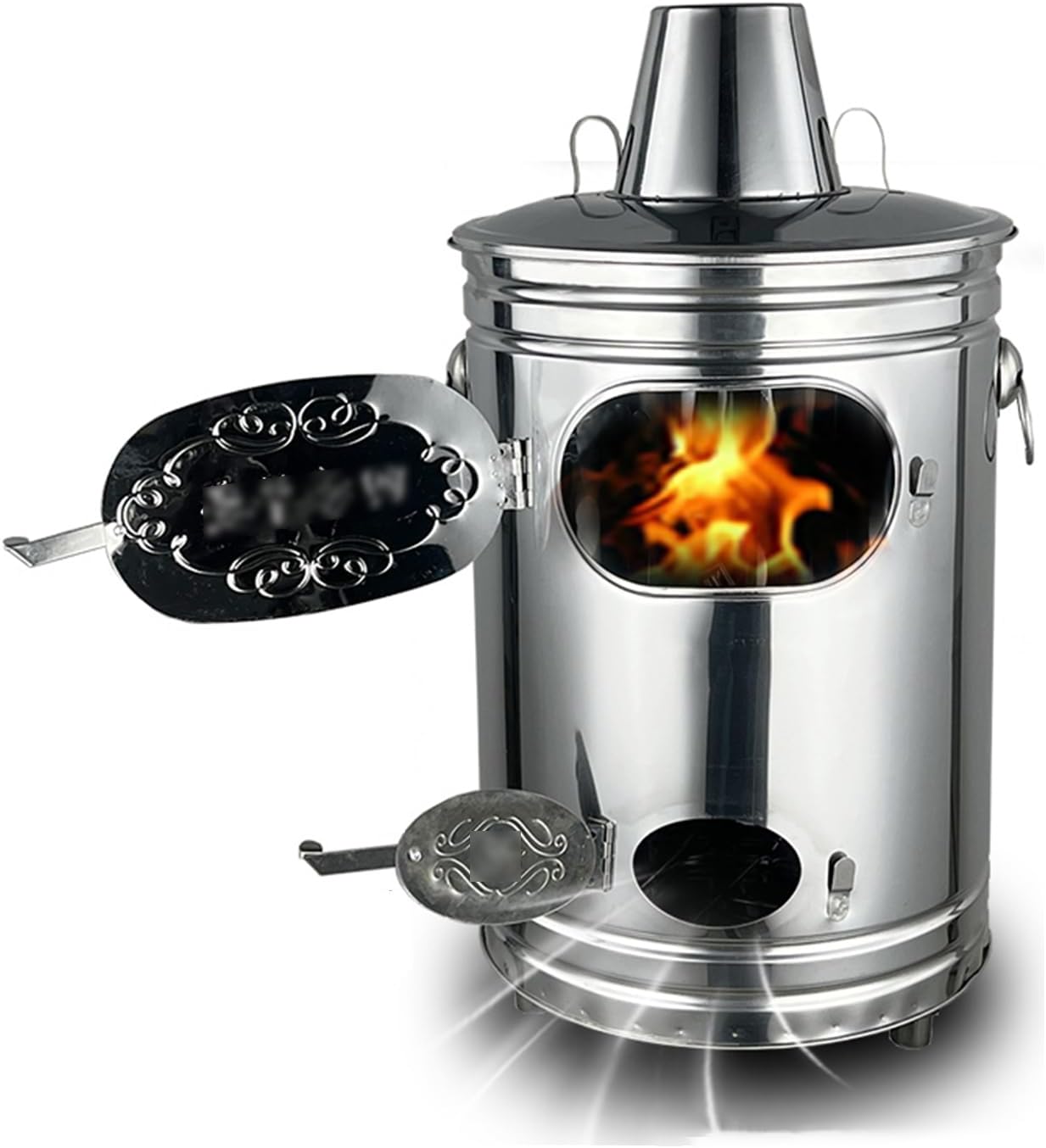 LXURY Metal Burning Barrels for Yard Garden, Stainless Steel, Patio, Lawn & Garden, Outdoor Heating & Cooling, Fire Pits, Silver, Wood, Coal