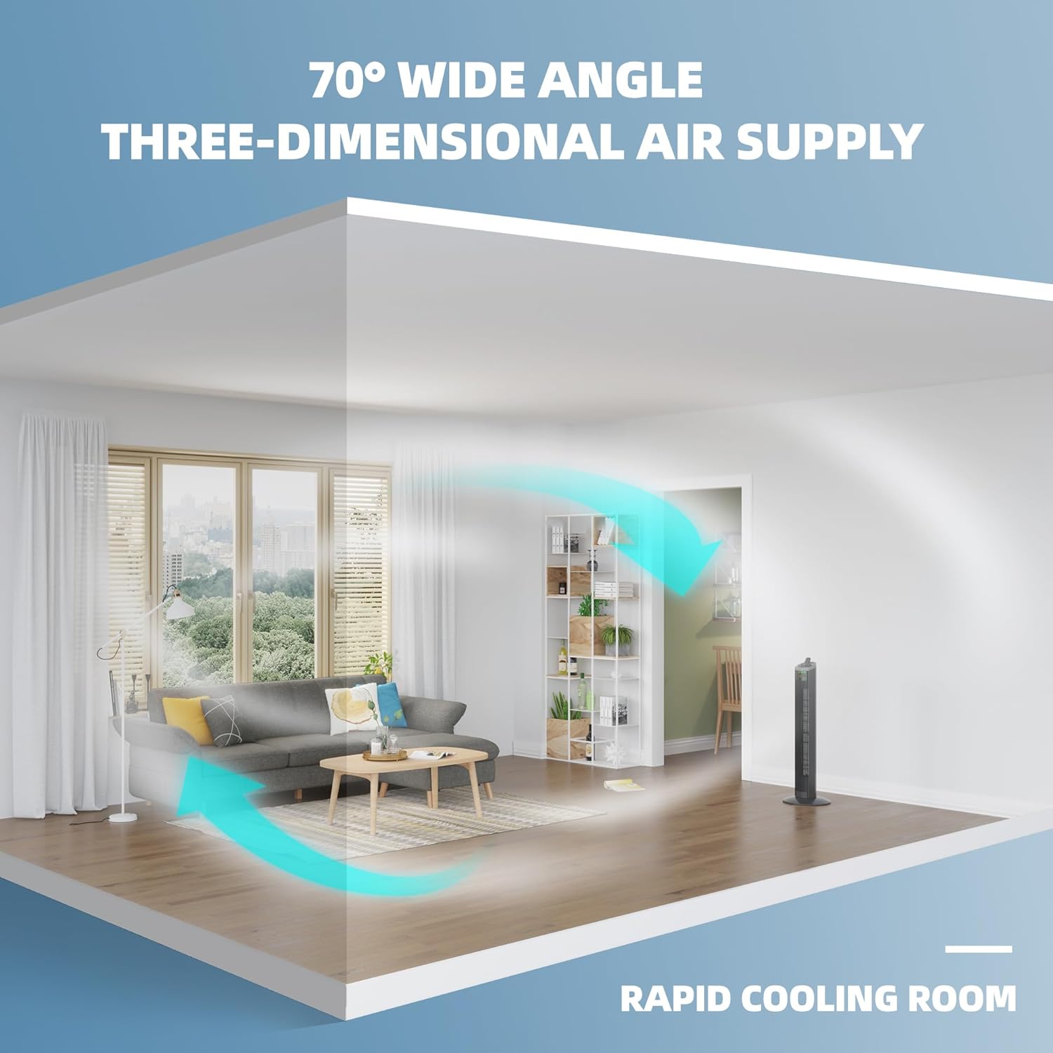 Simple Deluxe 36 Inch Oscillating Tower Fan for Bedroom, 3 Speeds Standing Fan with Remote, Quiet Cooling fan for Indoors, 15H Timing, 3 Modes,Black