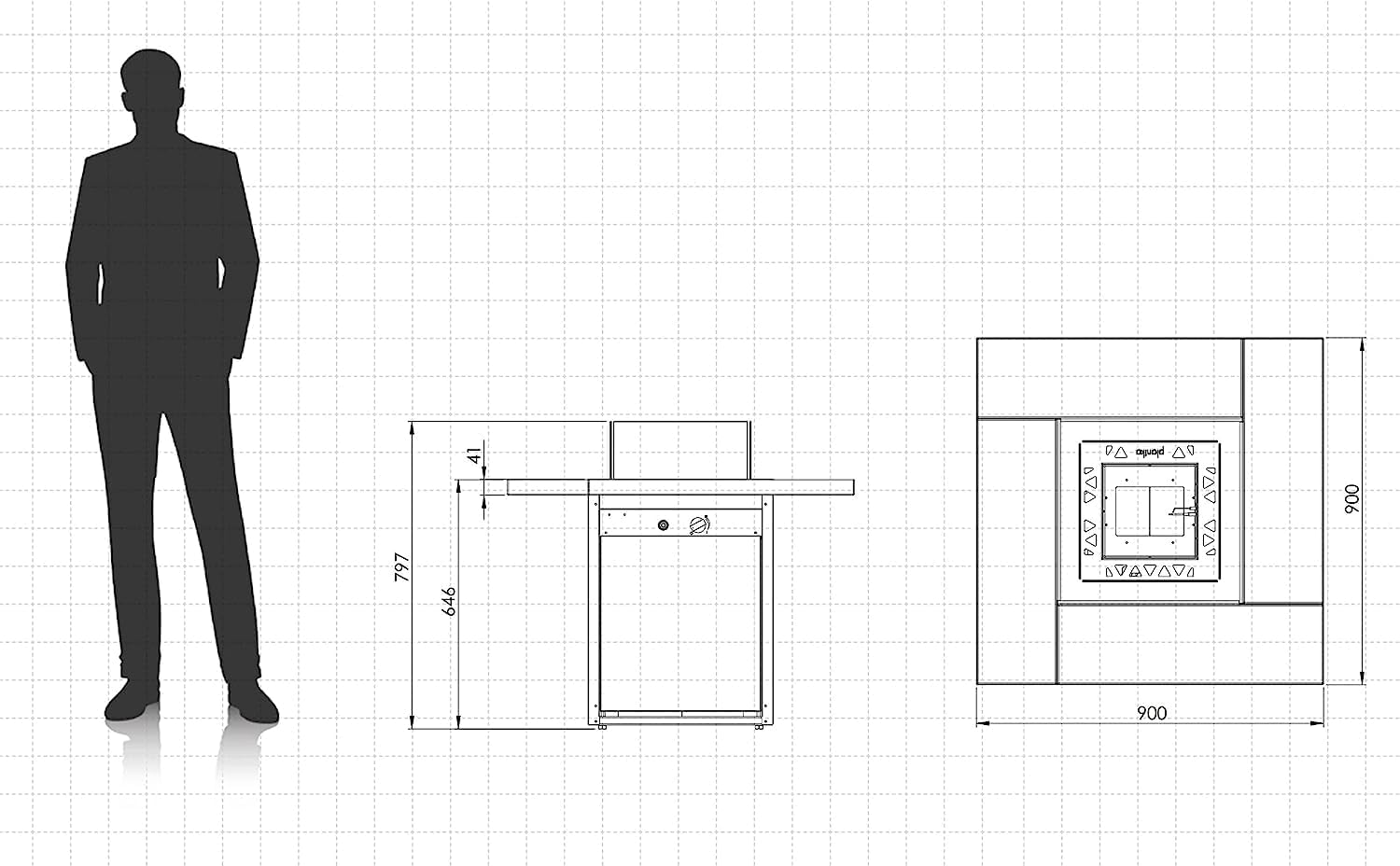 Planika - Square Table - Gas Fire Pit Table, 35
