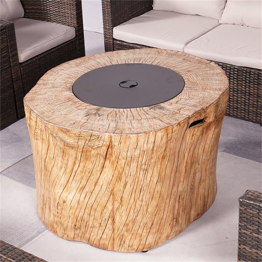 Pemberly Row Brown Aluminum Patio and Outdoor Round Firepit with Rain Cover