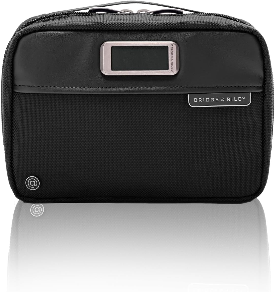 Briggs & Riley Tech Pouch Kit - Electronics Organizer Travel Case, Cable Storage Bag for Cords, Hard Drives, & Tech Accessories, Leather Touchpoints, Durable Fabric - @work Collection, Black