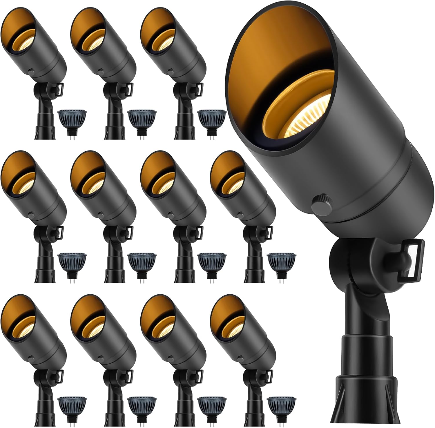 Gardencoin Low Voltage Landscape Spotlight, 12V LED Outdoor Landscape Lighting, Landscape Spot Lights Wired for Garden and Yard, Aluminum Up Lighting Fixture with 5W MR16 Replaceable Bulb (12 Pack)
