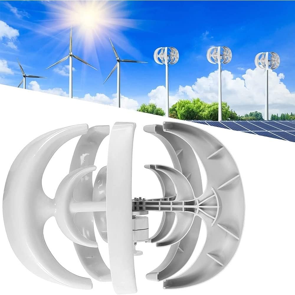 400W Wind Turbine Generator 5 Blades Vertical Axis Wind Power Generator with Charge Controller, Suitable for Terrace, Marine, Motor Home, Chalet, Boat
