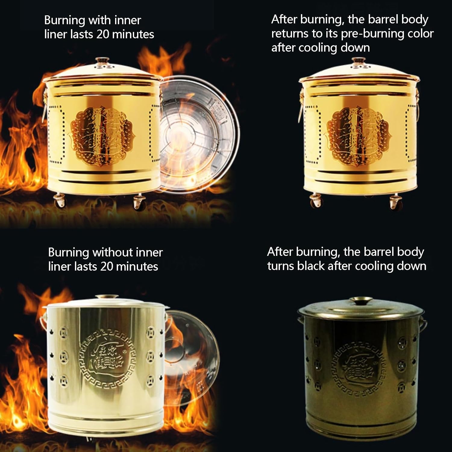 Stainless Steel Outdoor Smokeless Burn Barrel for Paper, Leaf, Trash - Garden Incineration Barrel