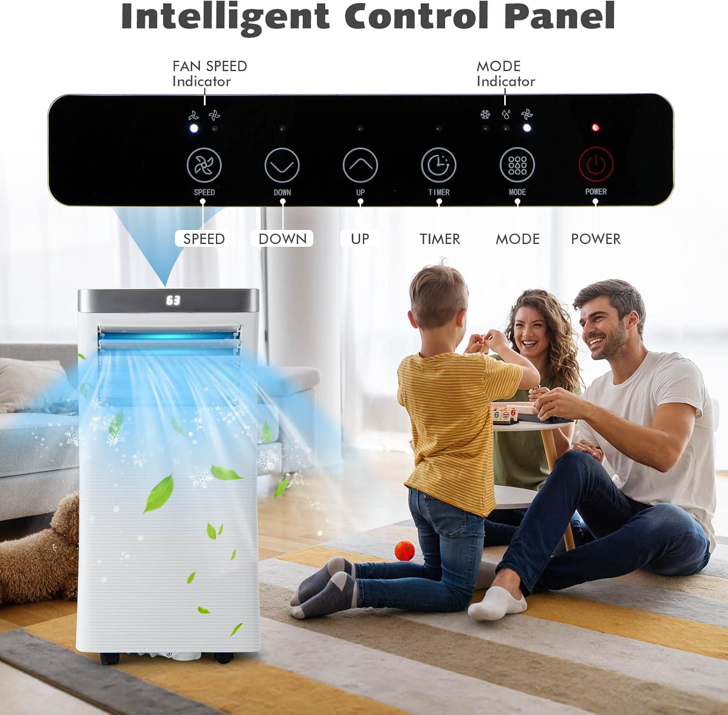 LDAILY 8000BTU Portable Air Conditioner with Remote Control, 3-in-1 Air Cooler w/ 3 Mode & 2 Wind Speeds, 24H Timer Function, Air Cooling Fan with Window Kit for Home Office, White (8000BTU)