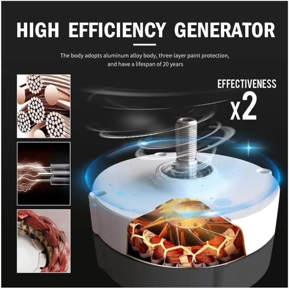 Vertical Axis Wind Turbine Generator,8000W 12V 24V 48V 220 V with Controller Upright Windmill Low Noise for Home Or Camping