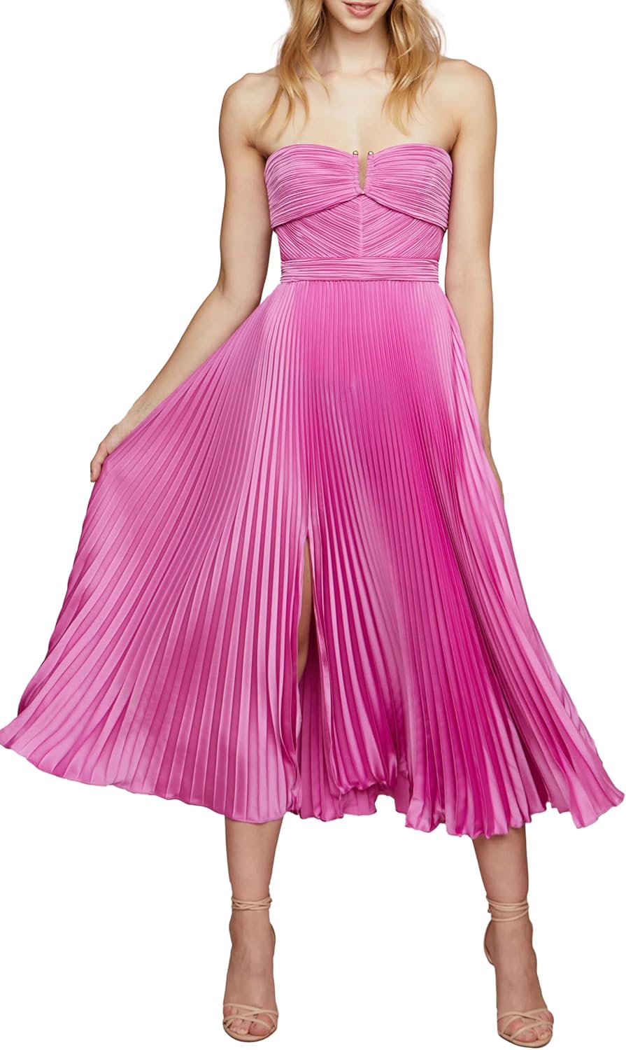 AMUR Women's Harden Pleated Strapless Midi