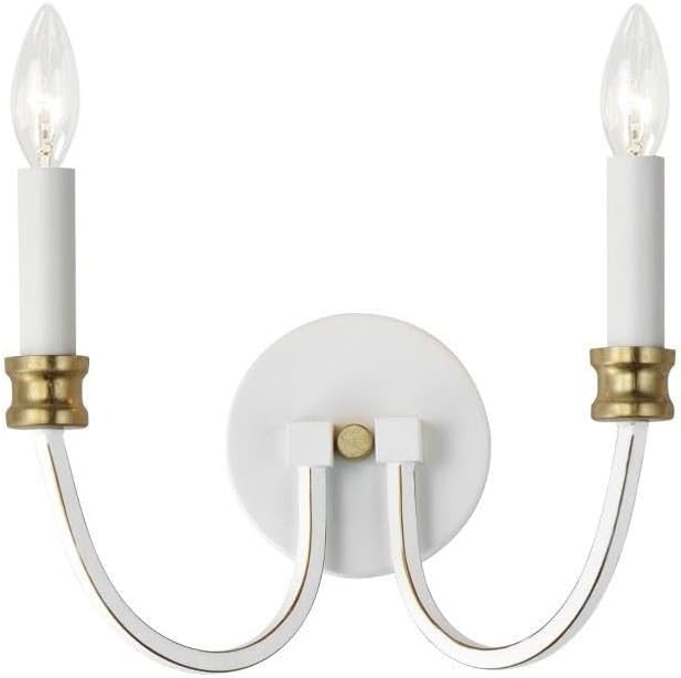 Maxim Charlton 2 Light Candle Style Wall Sconce with Weathered White/Gold Leaf Finish