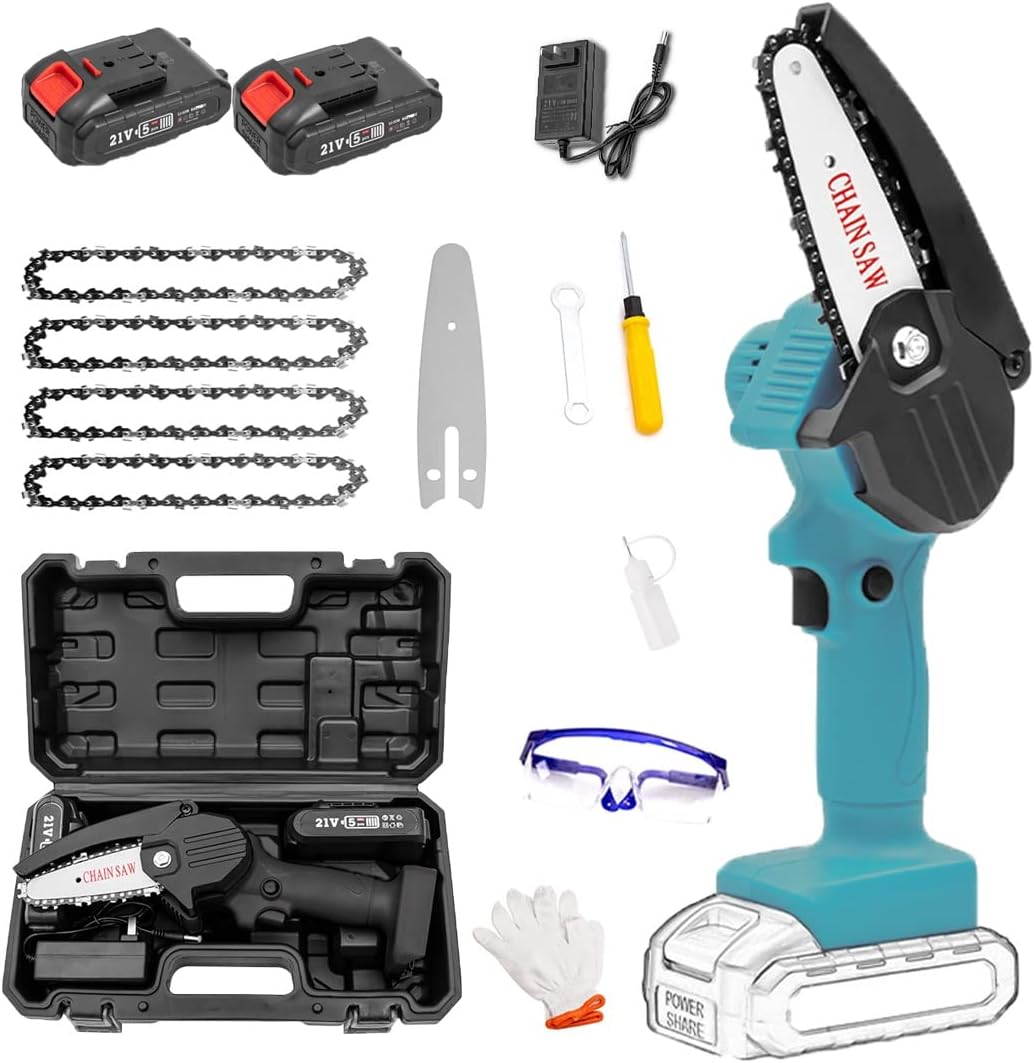 Mini Chain Saw,Cordless Battery Power,Mini Chainsaw with Battery and Led Lights,4 Inch Cordless Chainsaw with Charger, Portable Electric Chainsaw, Suitable for Gardening, Wood, Outdoor Camping