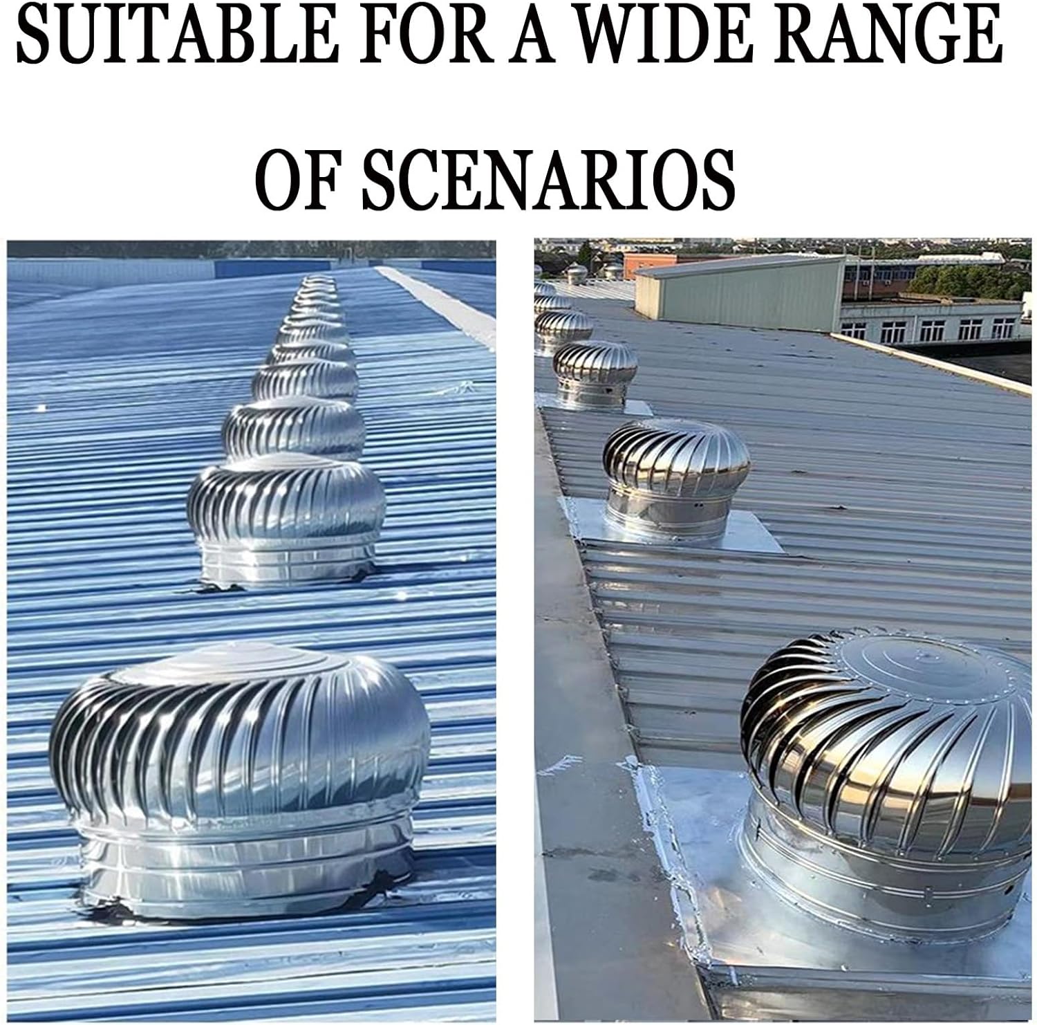 Wind Turbine, Dome Ventilator, Cap Vent Round, Stainless Steel Exhaust Cap, Wind Turbines Air Vents, Internally Braced Wind Turbine, DIY Easy Vent Hookup Kit, for Ventilation and Exhaust