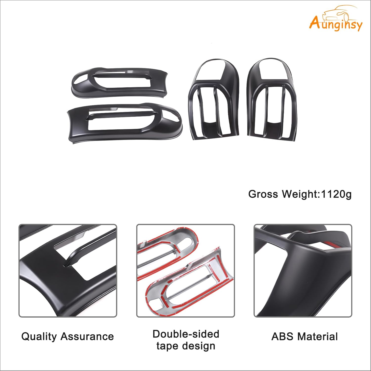 Aunginsy Front Lights & Tail Lights Guard Cover Fit Toyot@a FJ Cruiser 2007-2024 Car Front Fog Light Lamp Cover Tail Light Lamp Cover Decorative Guard Frame Bezels Protection ABS Exterior Accessories