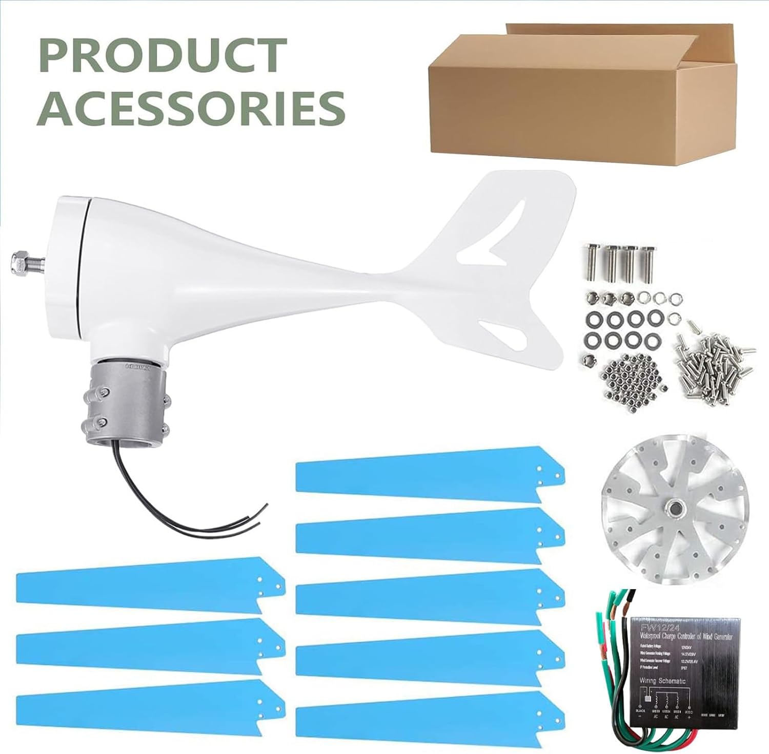 48V Small Wind Turbine Generator Kit for Home & Farm, Outdoor Wind Power System with Charge Controller, 12V/24V/48V, Eco-Friendly Renewable Energy Solution, Efficient Power Generation
