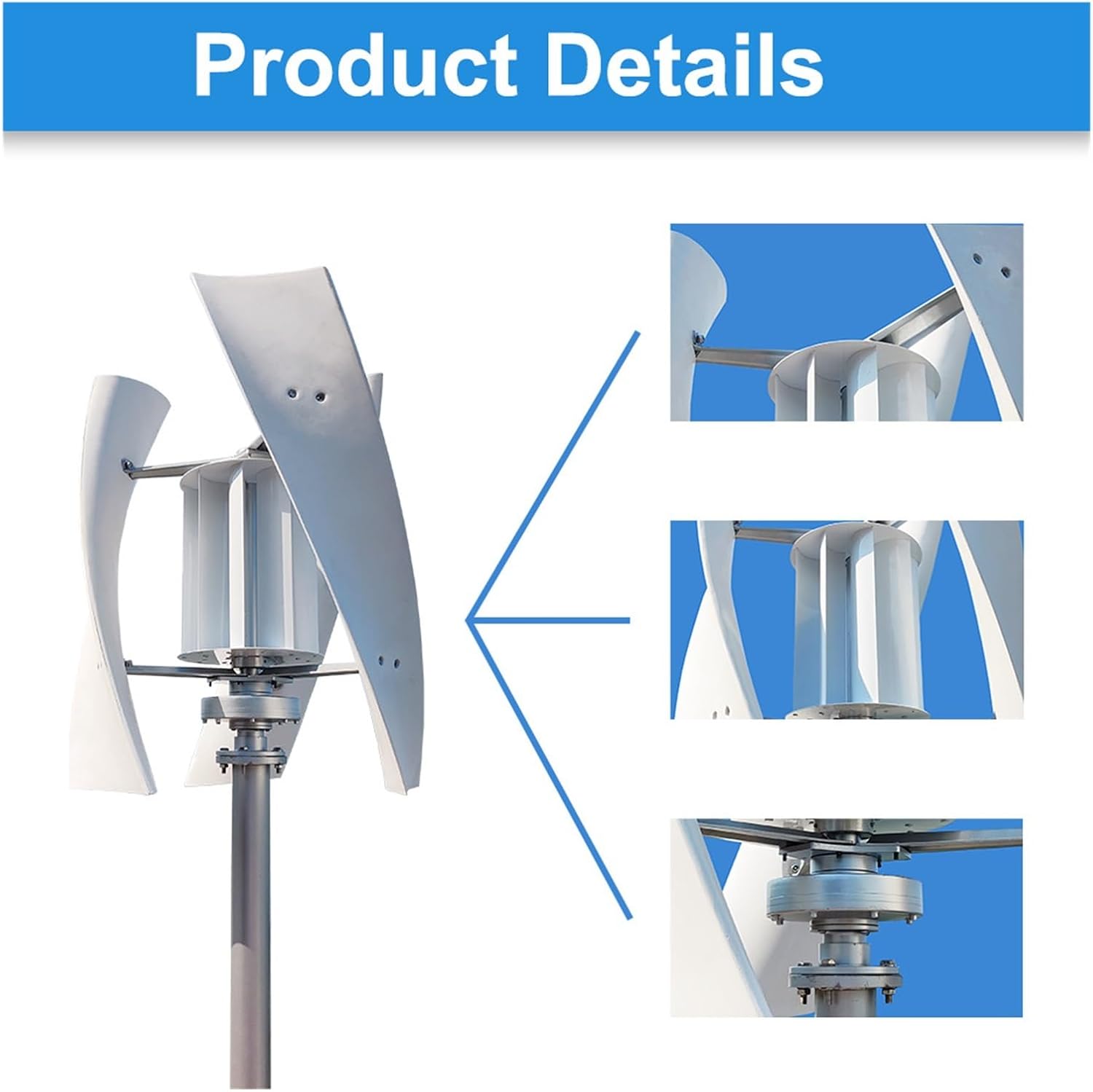 5000W Windmill Vertical Axis Residential Wind Turbine 24V 48V Wind Power Generator Electric Generator with MPPT Charger Low Starting Speed for Home(with Hybrid Charger,12V)