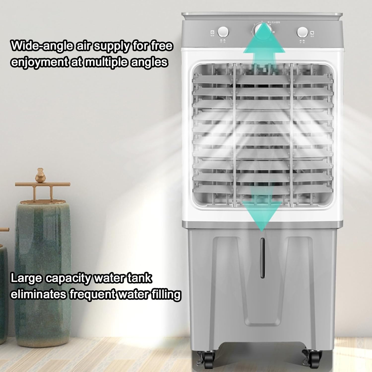 3 Wind Speed Portable Air Conditioners, Air Conditioner with Large Capacity Water Tank, Air Conditioner Portable with Universal Wheels, for Home, Office, Garage(106cm/41.7in)