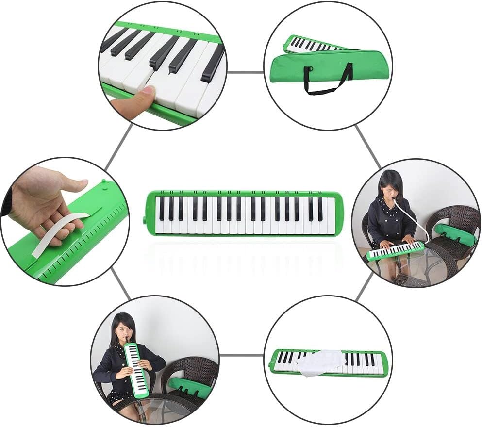 37 Key Melodica Instrument Gift For Kids Beginners Students, Soft Long Tubes, Short Mouthpieces And Carrying Bag, Air Piano