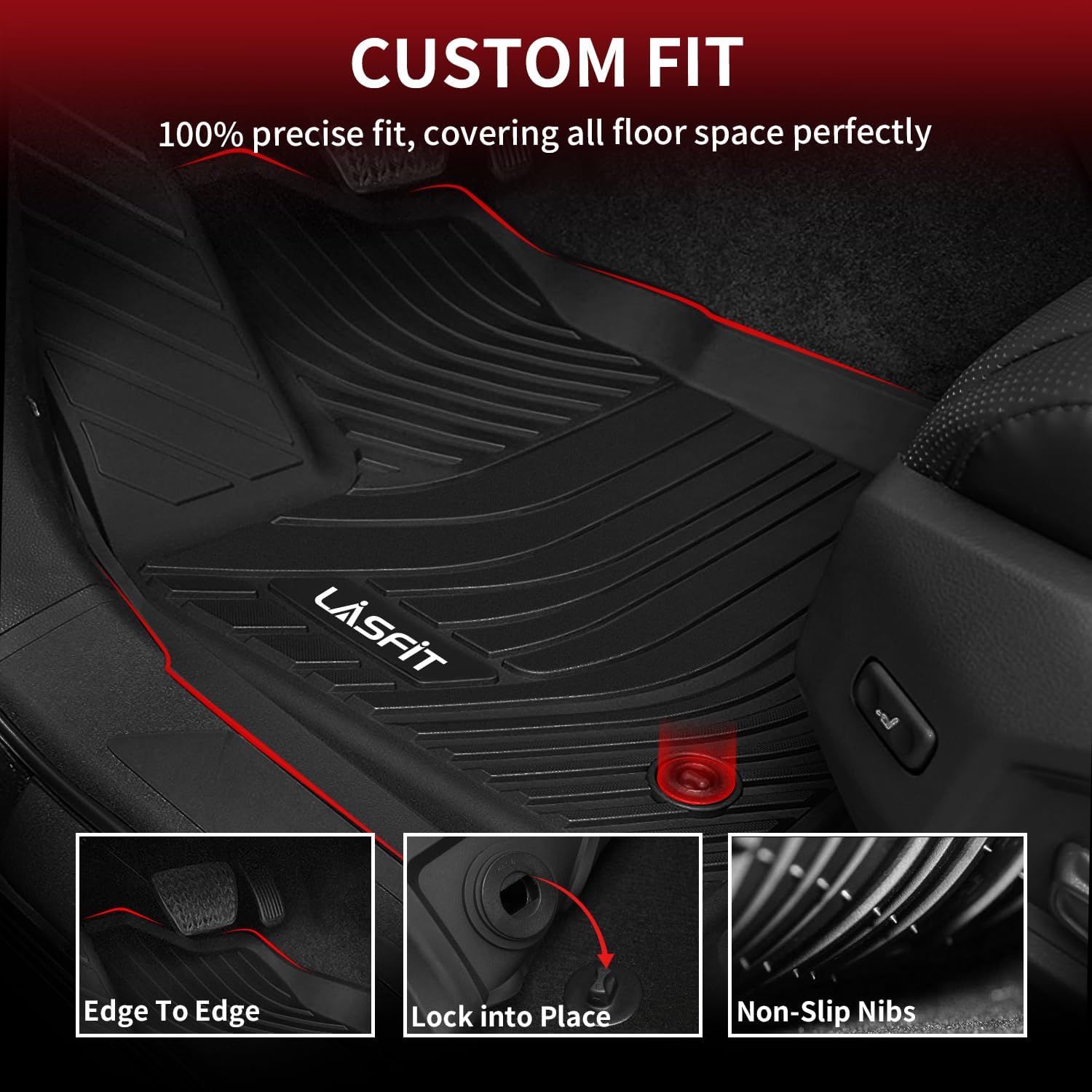 LASFIT Floor Mats for Toyota Corolla Sedan/Sedan Hybrid 2020-2026, All Weather Protection Floor Liners,TPE Car Mats for Toyota Accessories, Anti-Slip,1st &2nd Row, Black