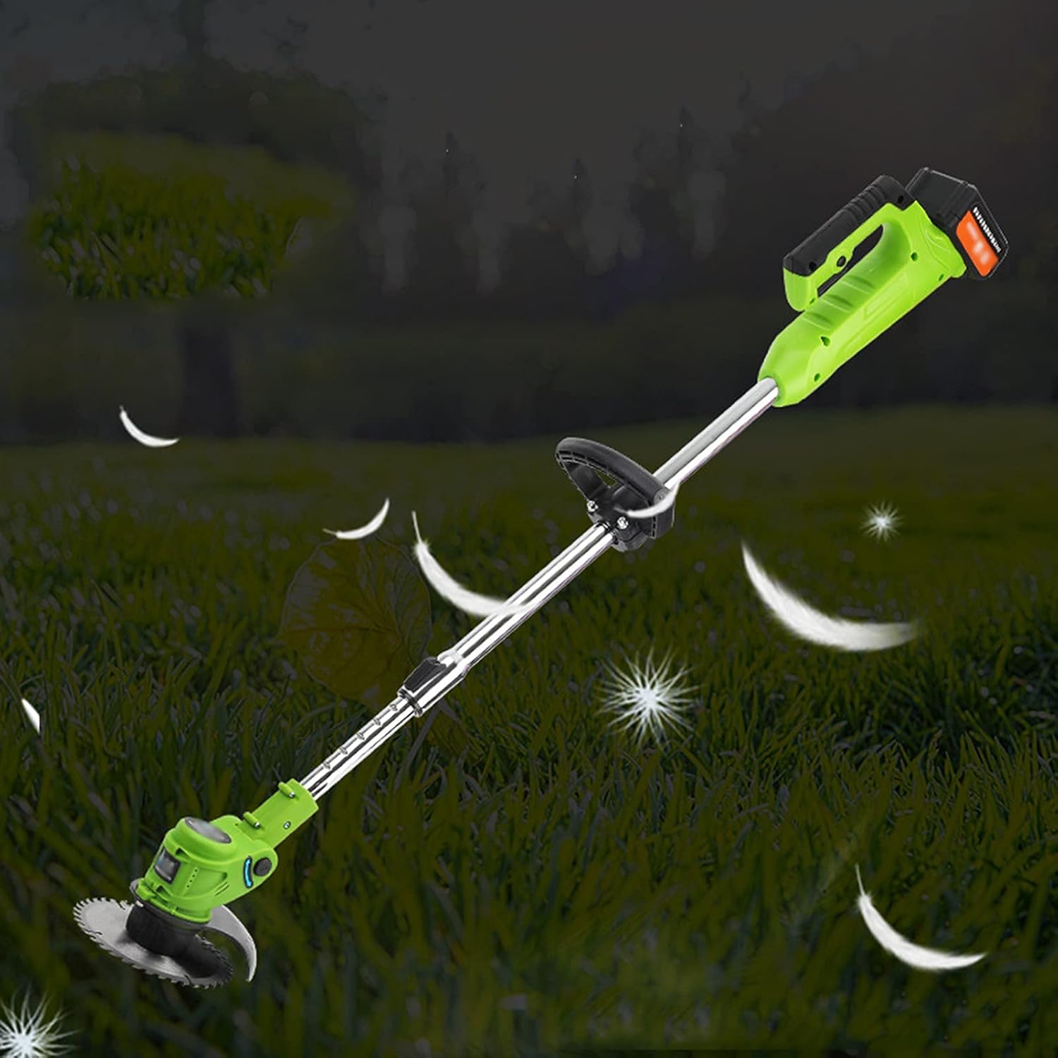 Electric Lawn Mower, 21V Portable Battery Electric Rotary Lawn Mower with U-Handle, Rechargeable Lightweight Telescopic Garden Weeding Tools, 1 Batter