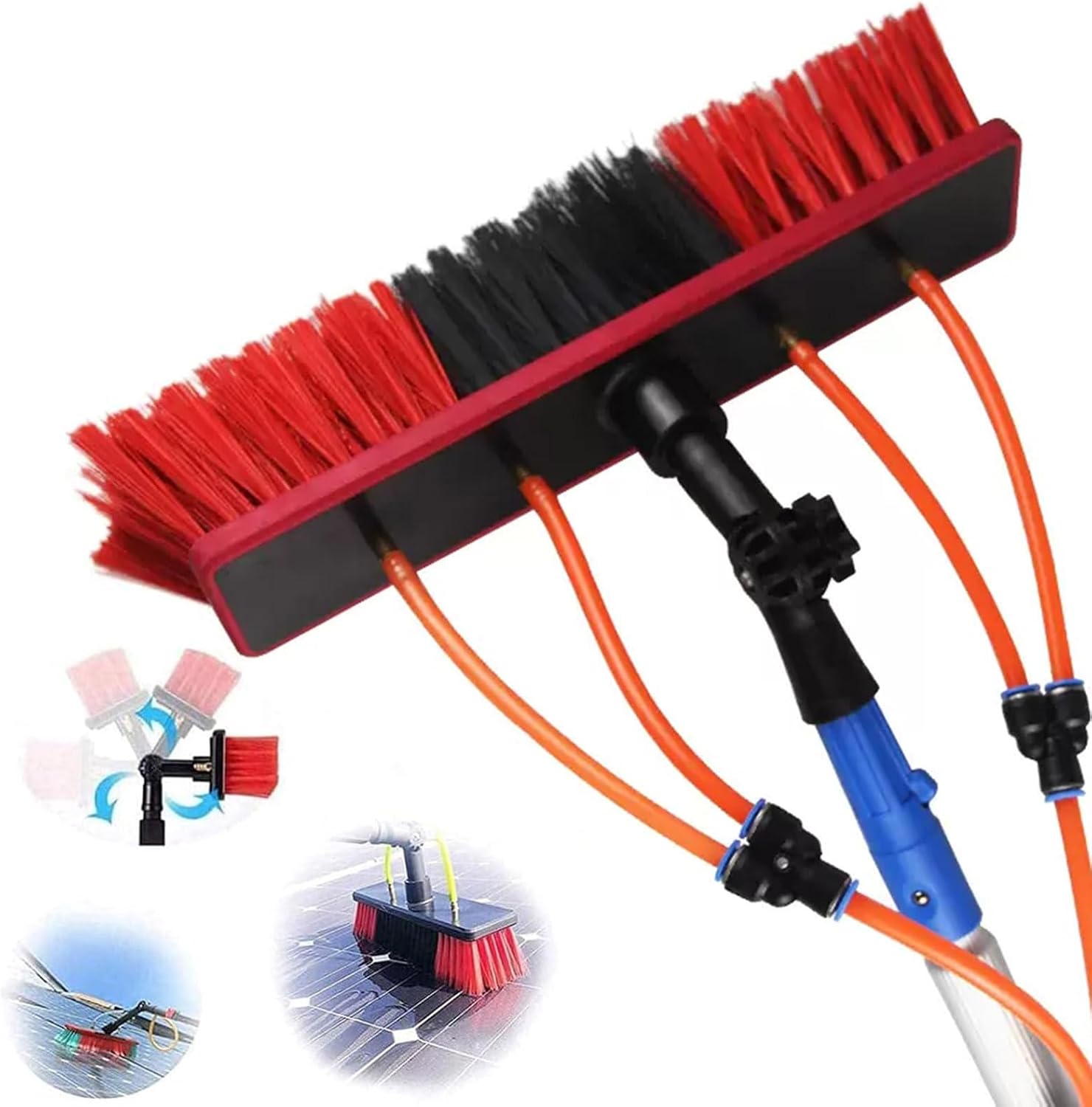 8m Telescopic Rod, Cleaning Brush with Telescopic Handle, Extendable for Photovoltaic Solar Panels, Windows, Car Wash Brush