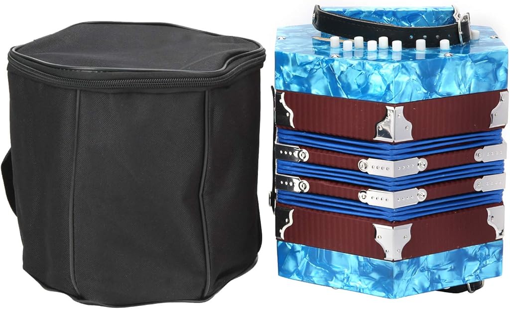 Portable Concertina Accordion, 3 - Row Diatonic, Red - Adjustable Strap, Ergonomic Design, Ideal for Beginners and Adults (Blue)