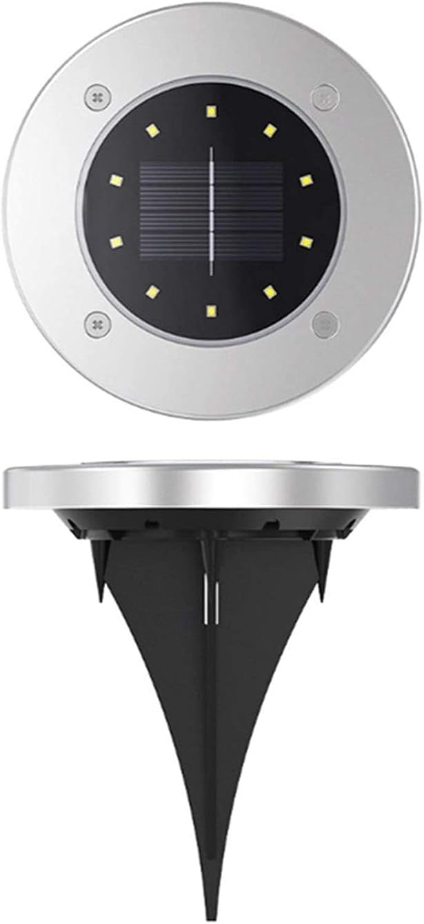 Solar Ground Lights, Stainless Steel Solar Ground Lights， 12LED Solar Disk Lights for Patio Yard Garden Landscape Lighting，Yard Lights ，IP 67 Waterproof (Color : White Light, Size : 18pcs)