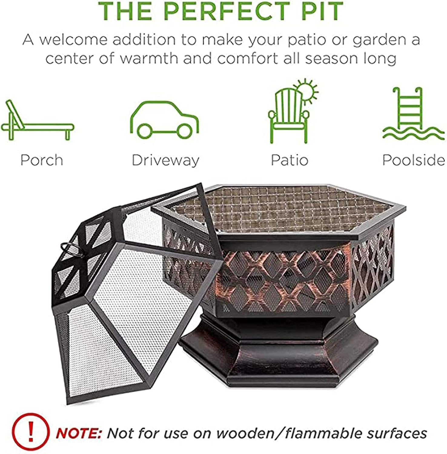 Wood Burning Fire Pit Backyard Patio Garden Fireplace BBQ Grill Fire Pit Bowl 2 in 1 Fireplace for