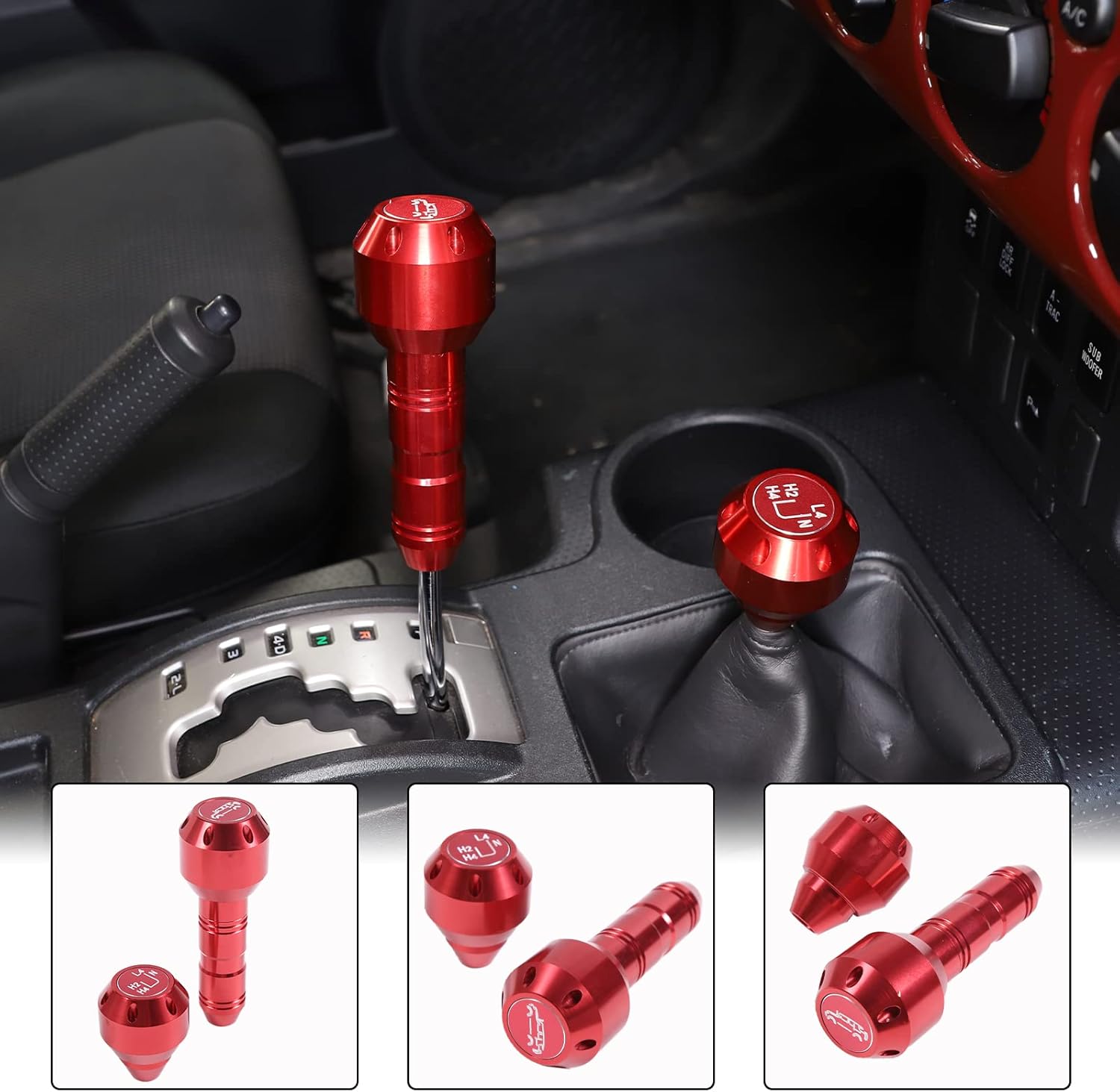 Gear Shift Knob Fit for Toyot@a FJ Cruiser 2007-2021 Aluminum Alloy Weighted Gear Lever Metal Stick Shifter Handle Center Console Car Automatic Gear Stick Shift Knob Replacement Interior Accessories