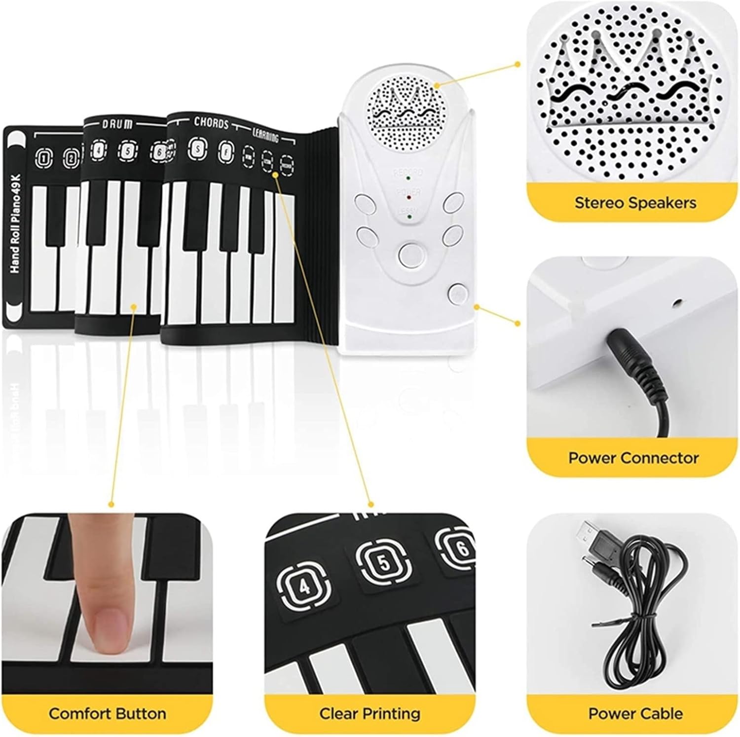 KESHUO Folding Piano Roll Up Piano 49 Keys Portable Electric Piano Keyboard Waterproof Fold Able Keyboard for Beginners and