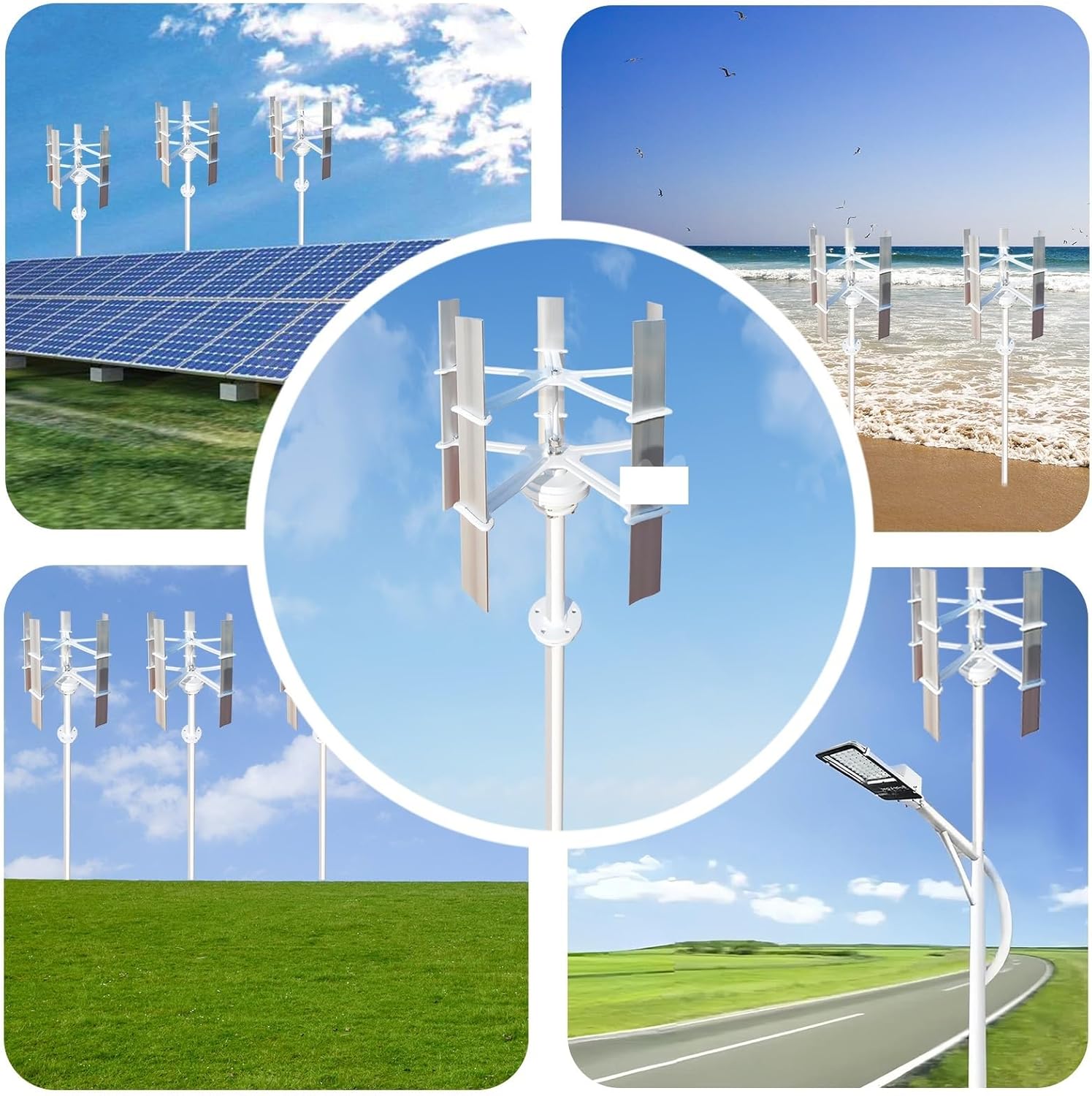 30W 12V 5 Blades Mini Vertical Axis Wind Turbine 500r/m Small Windmill Wind Turbine Generator Low Starting Speed for Home(12V_10W)